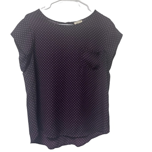 Lily White purple polka dot front pocket Blouse womens size large #office #work - Picture 1 of 4